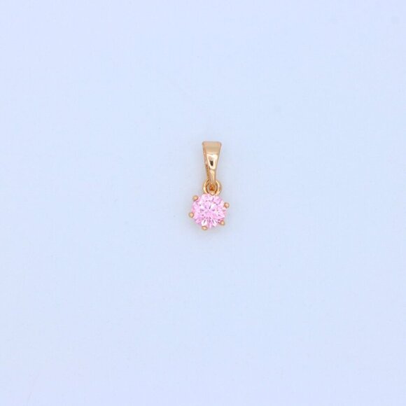 "Mini Rose Gold Pendant with Pink Round Stone in Prong Setting, XPPT1492 - Picture 11 of 13
